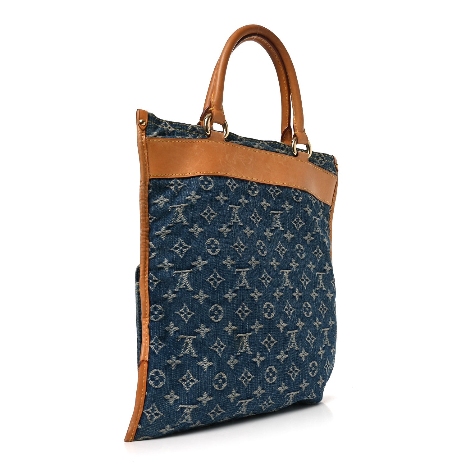 Louis Vuitton Monogram Denim Sac Plat Blue 3 of 9