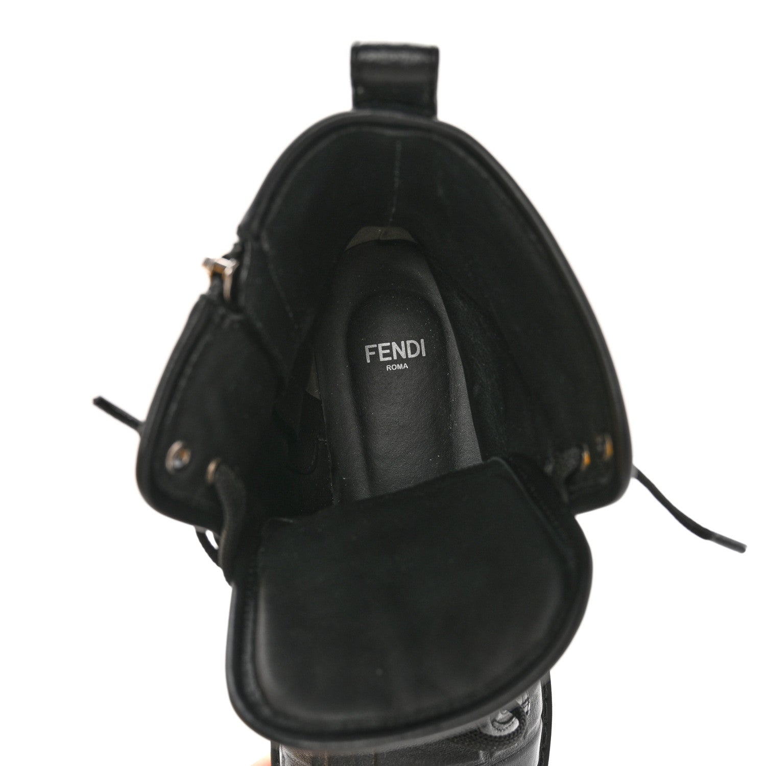 Fendi Nappa FF Embossed Womens Biker Boots 38.5 Black 7 of 11
