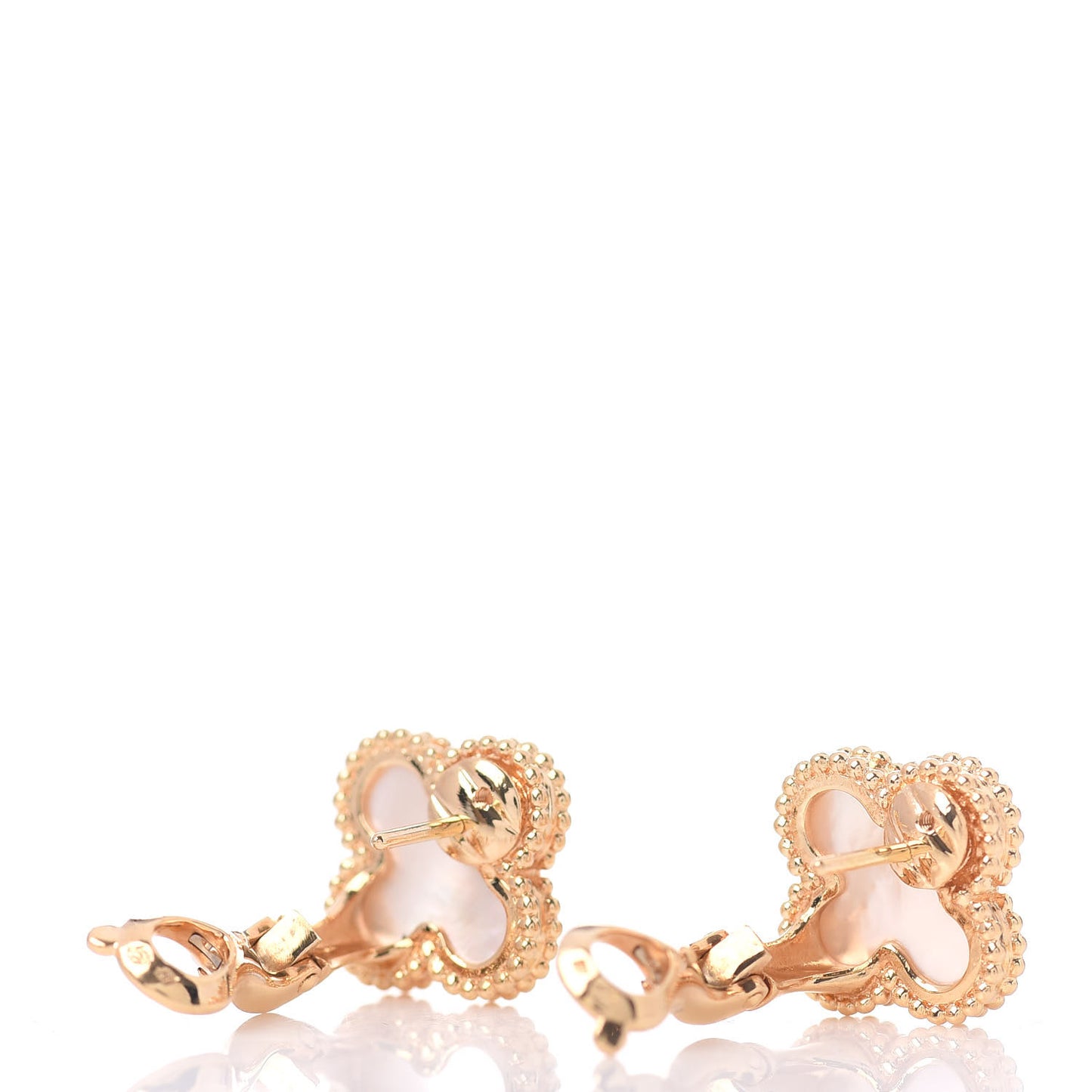 18K Yellow Gold Mother of Pearl Vintage Alhambra Earrings