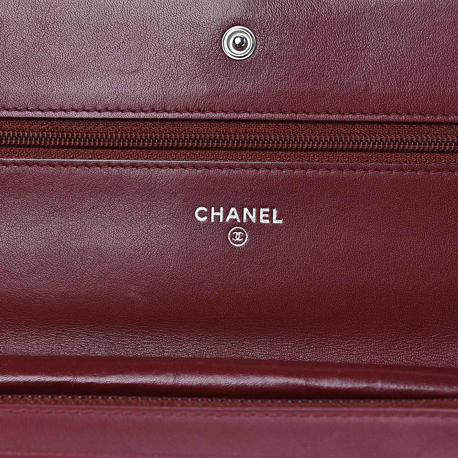 Chanel Caviar Timeless CC Wallet on Chain WOC Dark Red 5 of 16