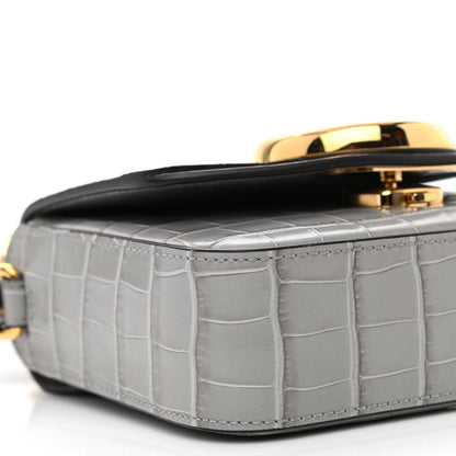 Chloe Crocodile Embossed Calfskin Mini C Double Carry Stormy Grey 9 of 11