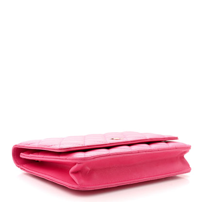 Chanel Lambskin Quilted Wallet On Chain WOC Dark Pink 4 of 13