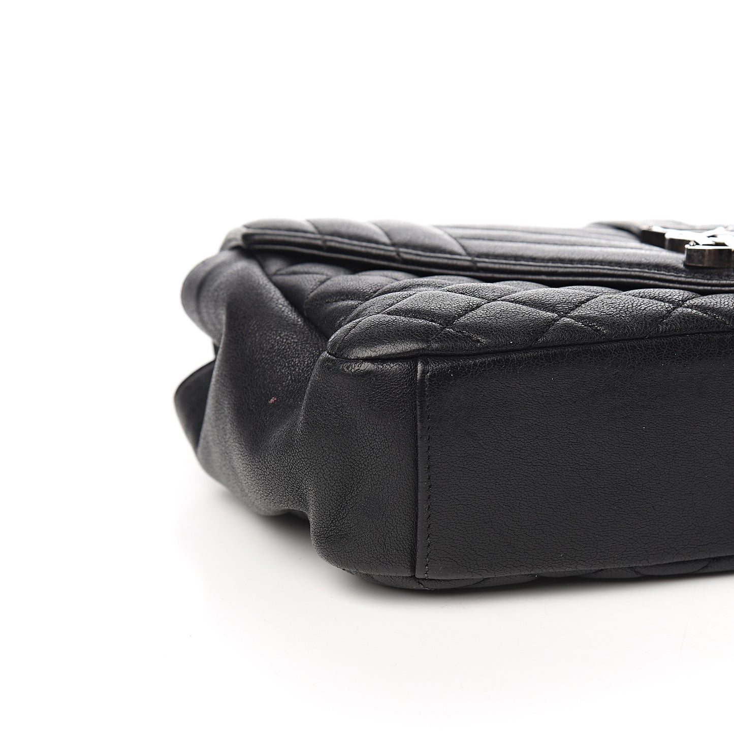 Sheepskin Tri-Quilt Monogram Medium College Bag Black