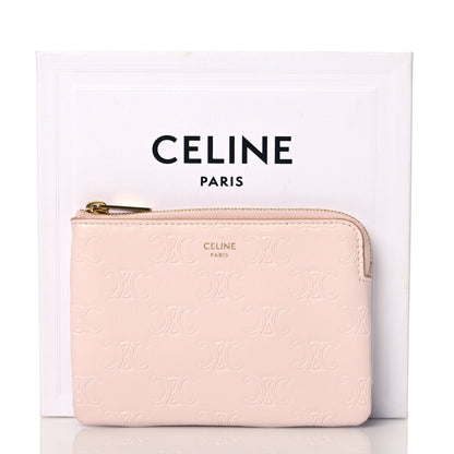 Celine Smooth Calfskin Triomphe Embossed Coin and Card Pouch Rose Pale 11 of 11