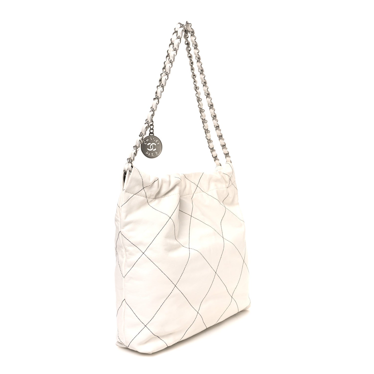Chanel Shiny Calfskin Quilted Small Chanel 22 White Black 4 of 11
