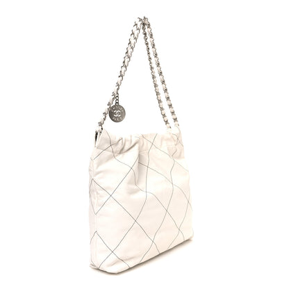 Chanel Shiny Calfskin Quilted Small Chanel 22 White Black 4 of 11