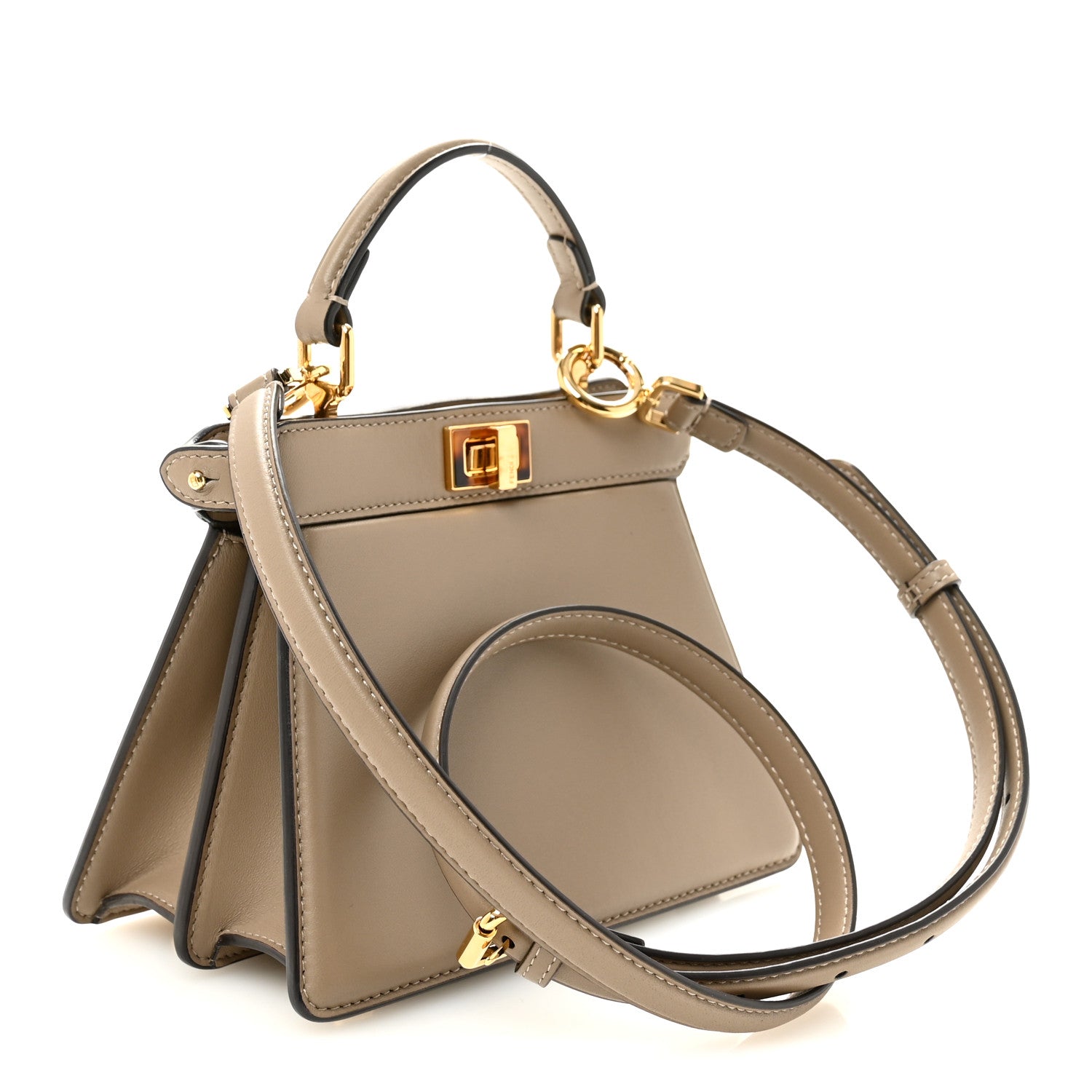 Fendi Shiny Nappa Petite Peekaboo I SEE U Satchel Tortora 1879742