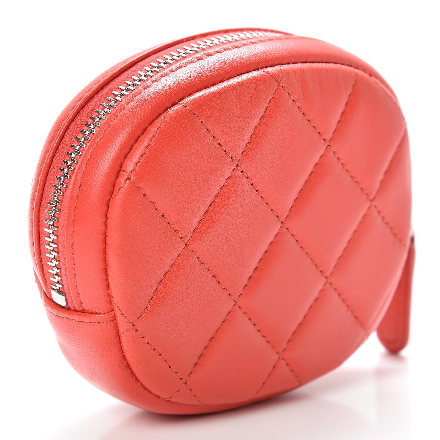 Chanel Lambskin Quilted Zip Around Classic Coin Purse Orange 3 of 8