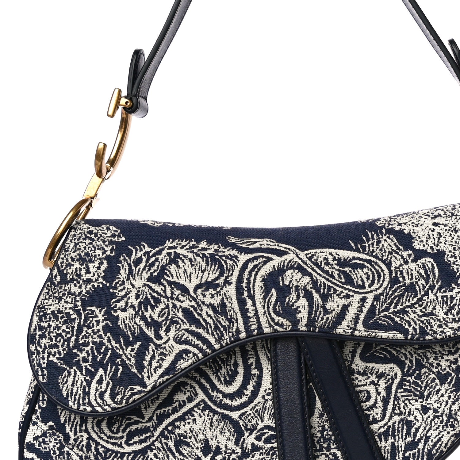Christian Dior Canvas Embroidered Dioriviera Saddle Bag Blue 8 of 11