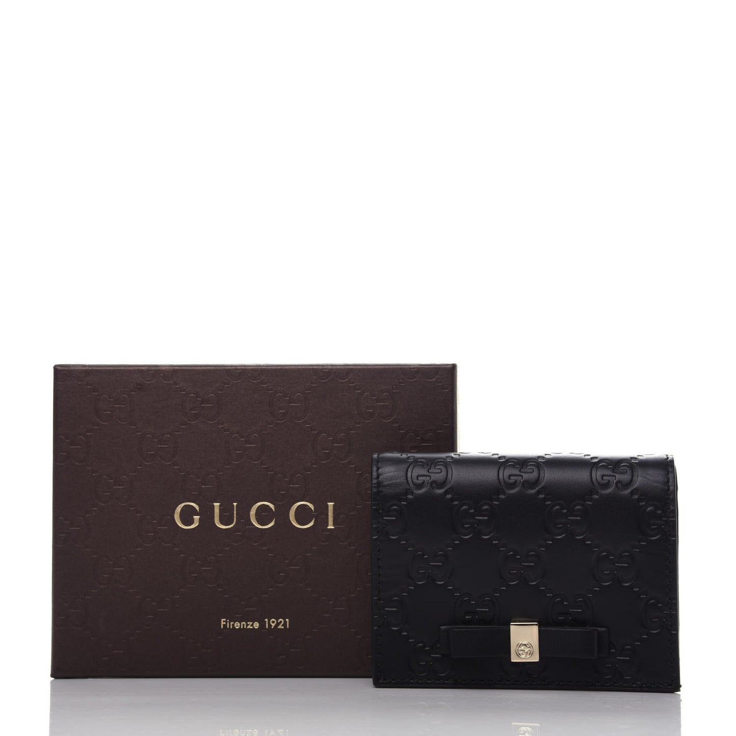 Guccissima Signature Bowy Card Case Wallet Black