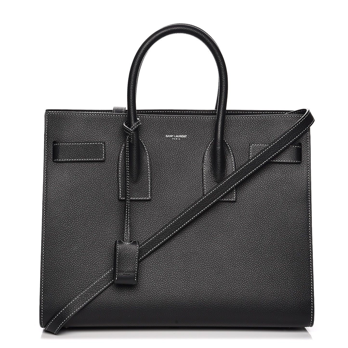 Grained Calfskin Small Sac De Jour Black