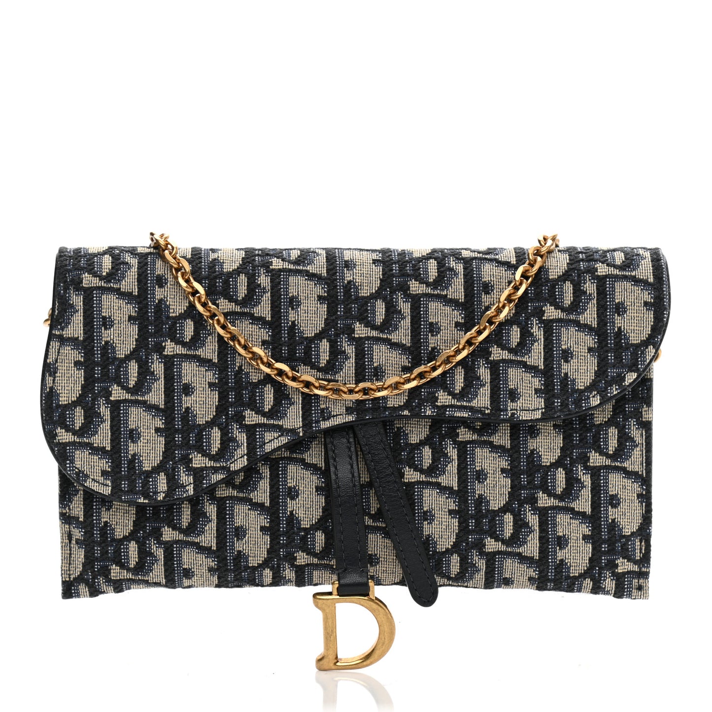 Oblique Saddle Chain Long Wallet Blue