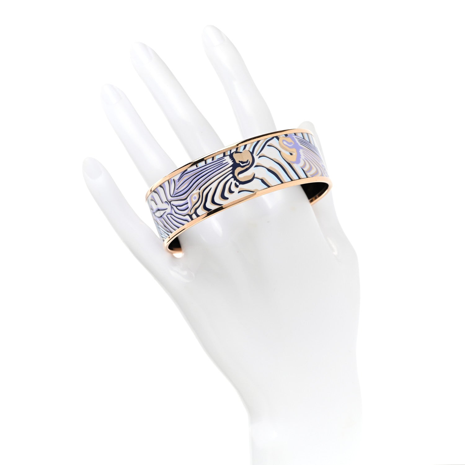 Hermes Enamel Printed Zebres De Tanzania Wide Bracelet 62 2 of 6