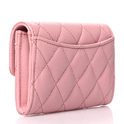 Chanel Caviar Quilted Flap Card Holder Wallet Light Pink 3 of 9