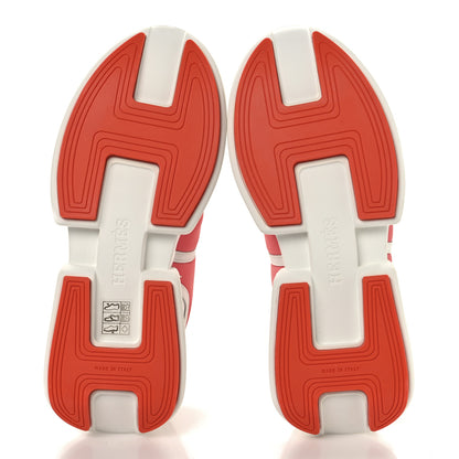 Hermes Mesh Calfskin Womens Giga Sneakers 37 Rose Du Desert White 6 of 10