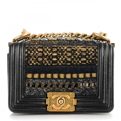 Chanel Lambskin Tweed Mini Boy Flap Black 1 of 6