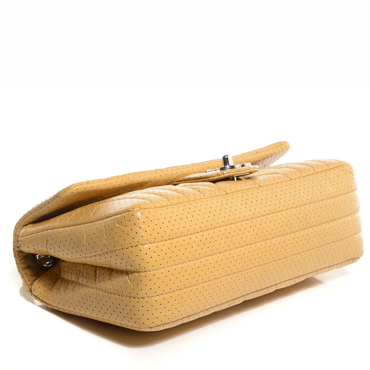 Chanel Aged Calfskin Perforated East West Flap Yellow 5 of 9