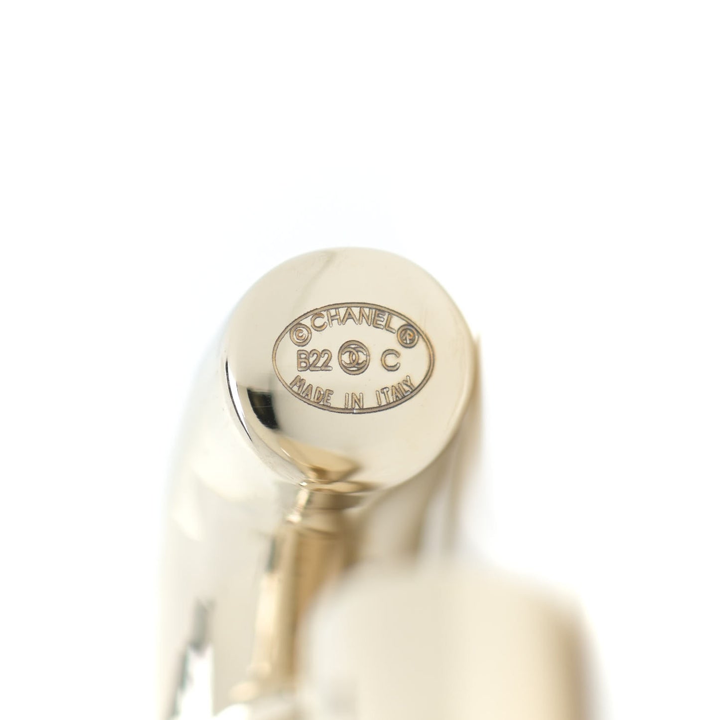 Metal Large CC Earrings Light Gold