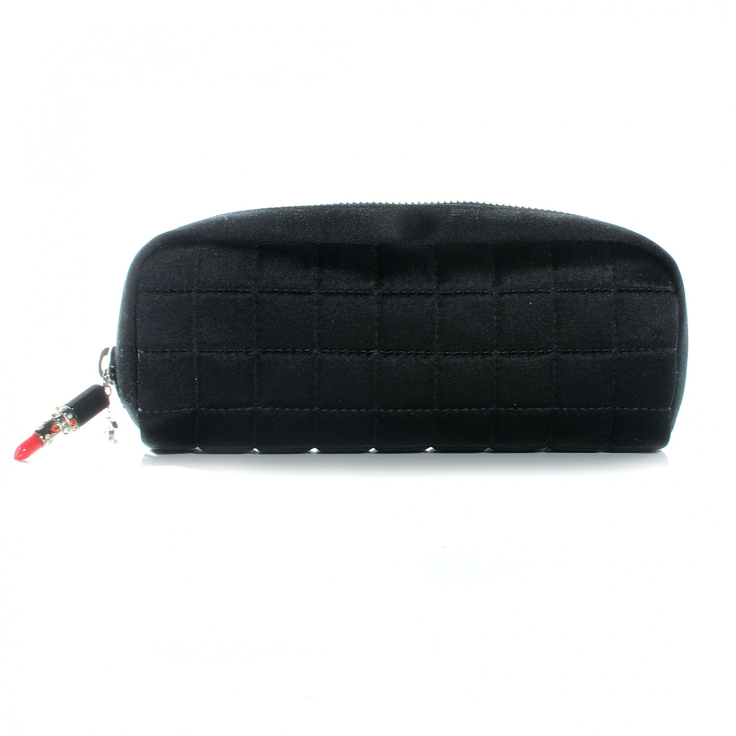 Chanel Satin Square Quilted Lipstick Charm Cosmetic Case Black 1 of 8