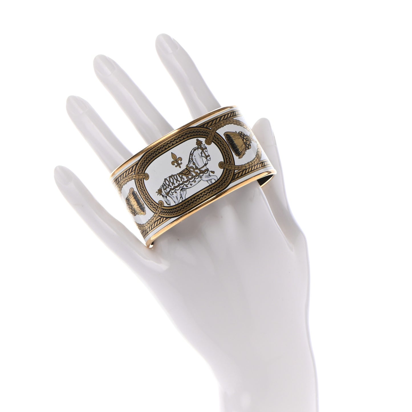 Enamel Printed Grand Apparat Extra Wide Bracelet 65 White