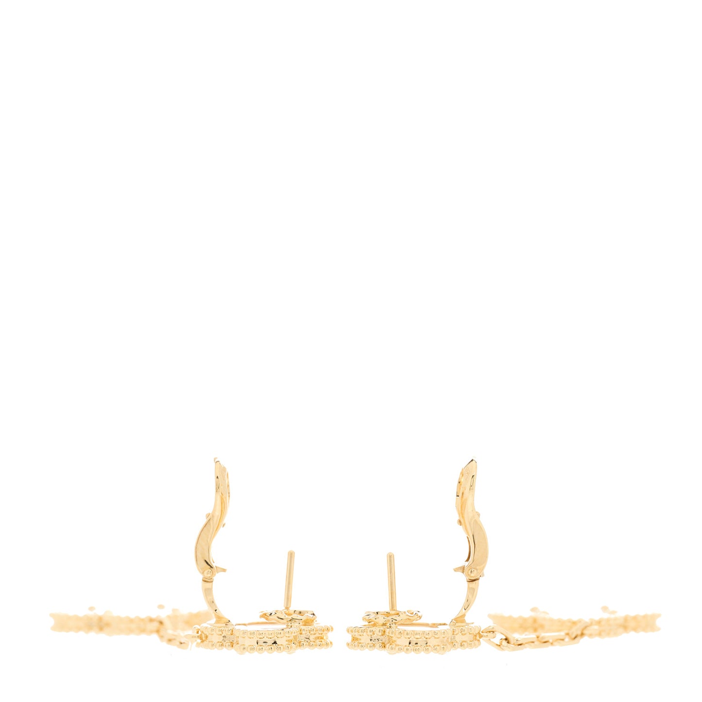 18K Yellow Gold Mother of Pearl 2 Motifs Magic Alhambra Earrings