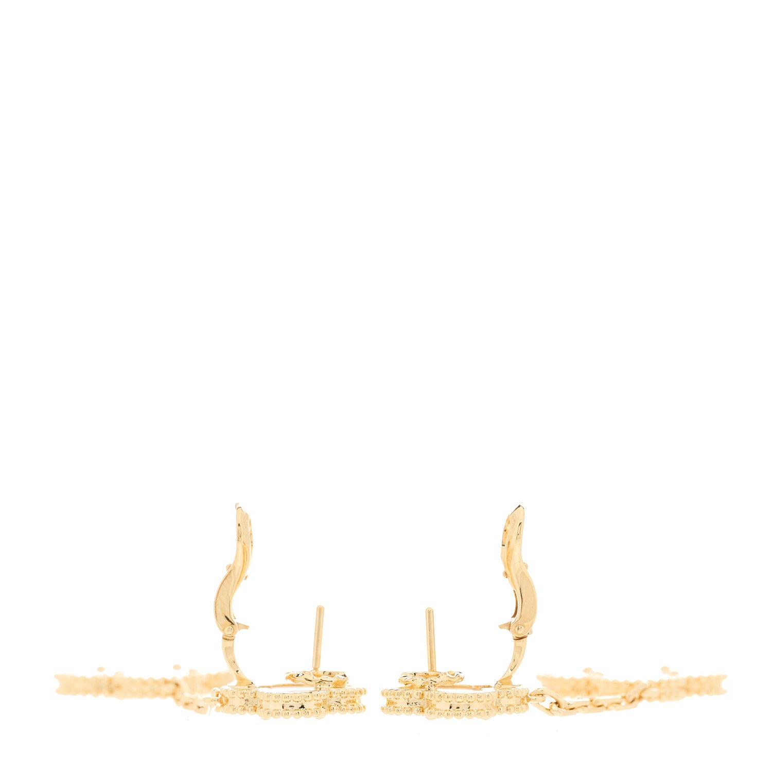 Van Cleef & Arpels 18K Yellow Gold Mother of Pearl 2 Motifs Magic Alhambra Earrings 3 of 4