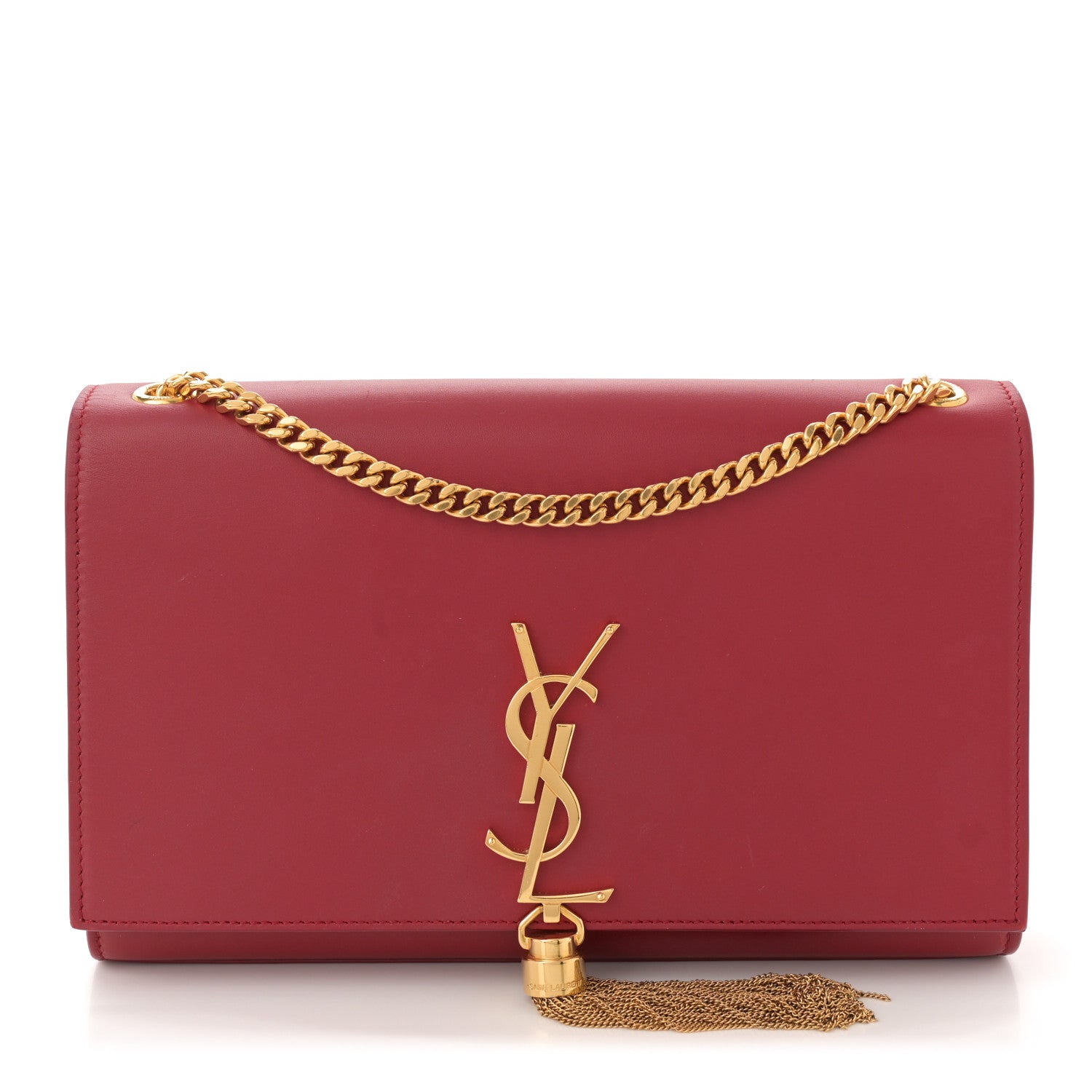 Saint Laurent Smooth Calfskin Medium Classic Monogram Kate Tassel Satchel Lipstick Red 1 of 15