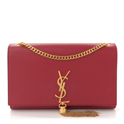 Saint Laurent Smooth Calfskin Medium Classic Monogram Kate Tassel Satchel Lipstick Red 1 of 15