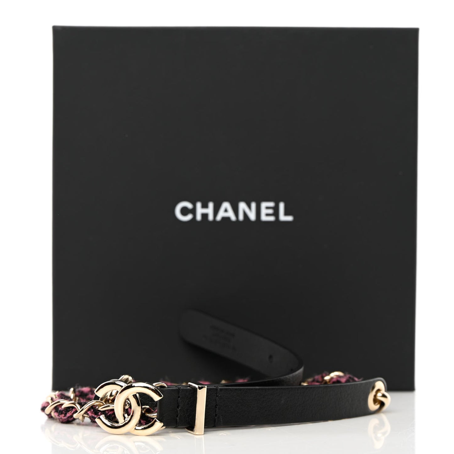 Calfskin Tweed CC Chain Belt 75 30 Black Pink