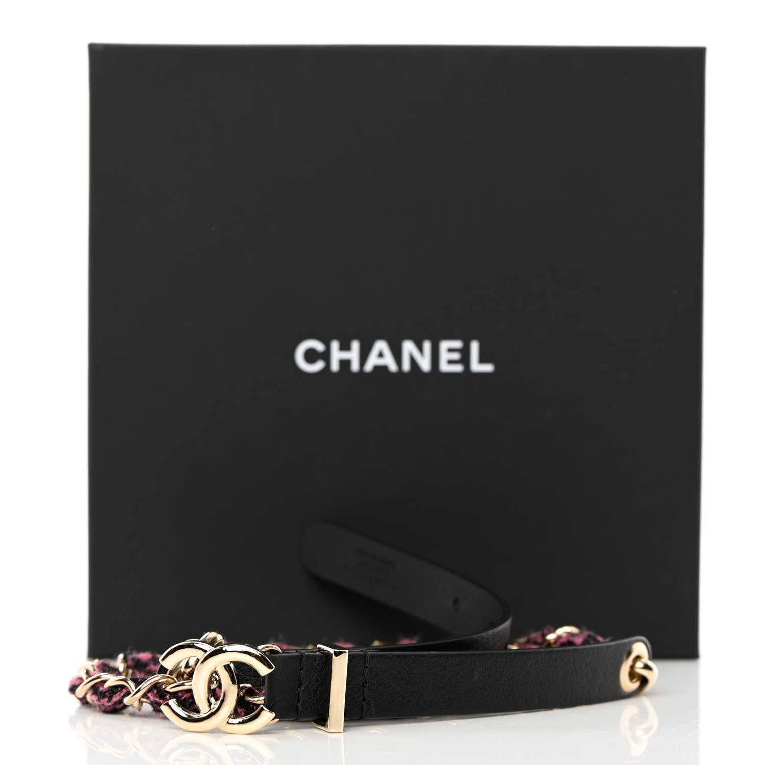 Chanel Calfskin Tweed CC Chain Belt 75 30 Black Pink 10 of 10