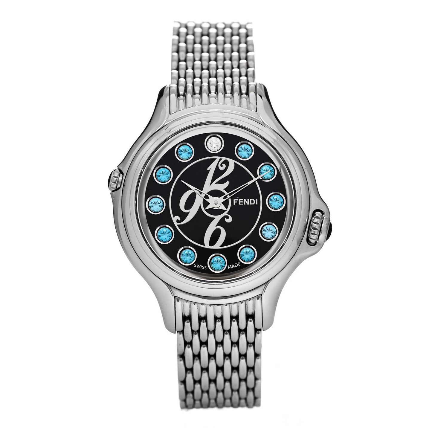 Stainless Steel Diamond Topaz 38mm Crazy Carats Quartz Watch Black