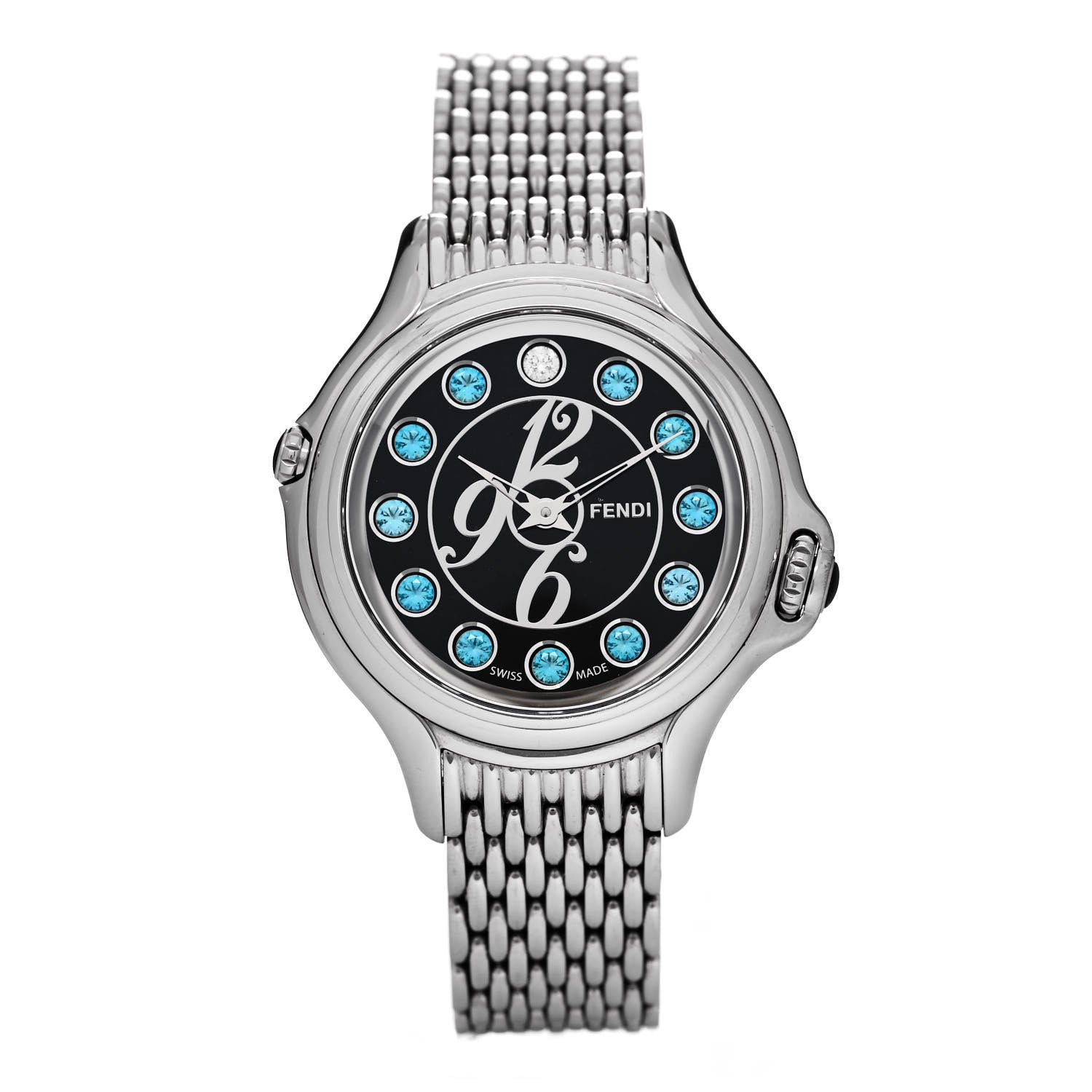Fendi Stainless Steel Diamond Topaz 38mm Crazy Carats Quartz Watch Black 3 of 6