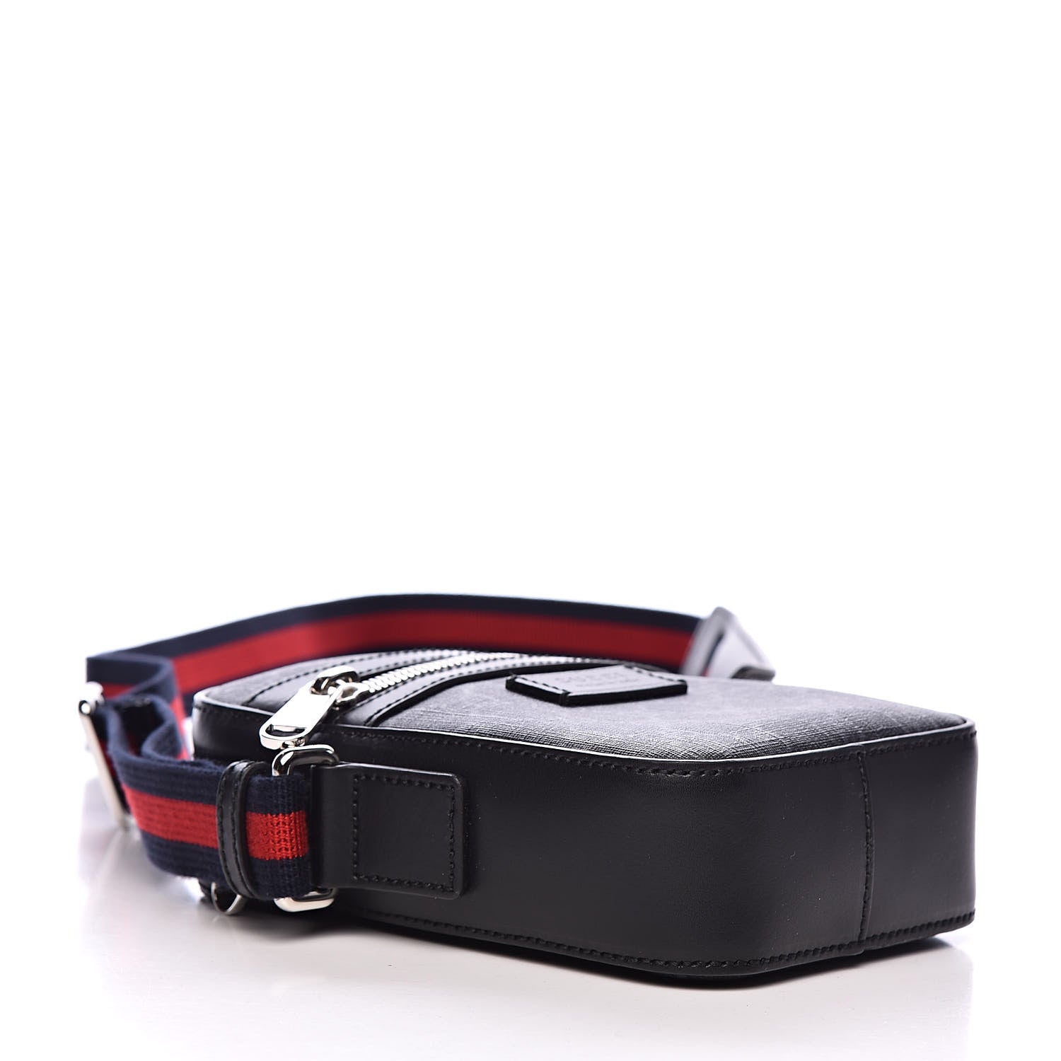 Gucci GG Supreme Monogram Appia Calfskin Web Small Camera Messenger Bag Black Grey 4 of 10