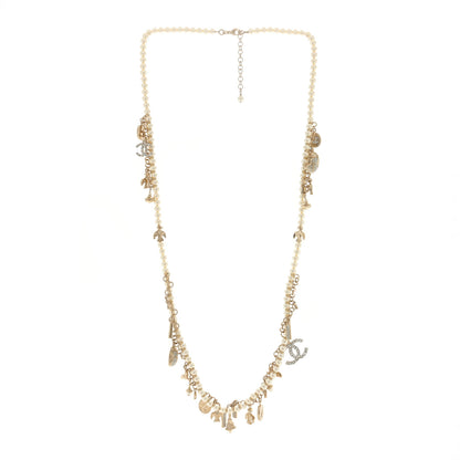 Chanel Crystal Pearl CC Long Necklace Gold 2 of 3