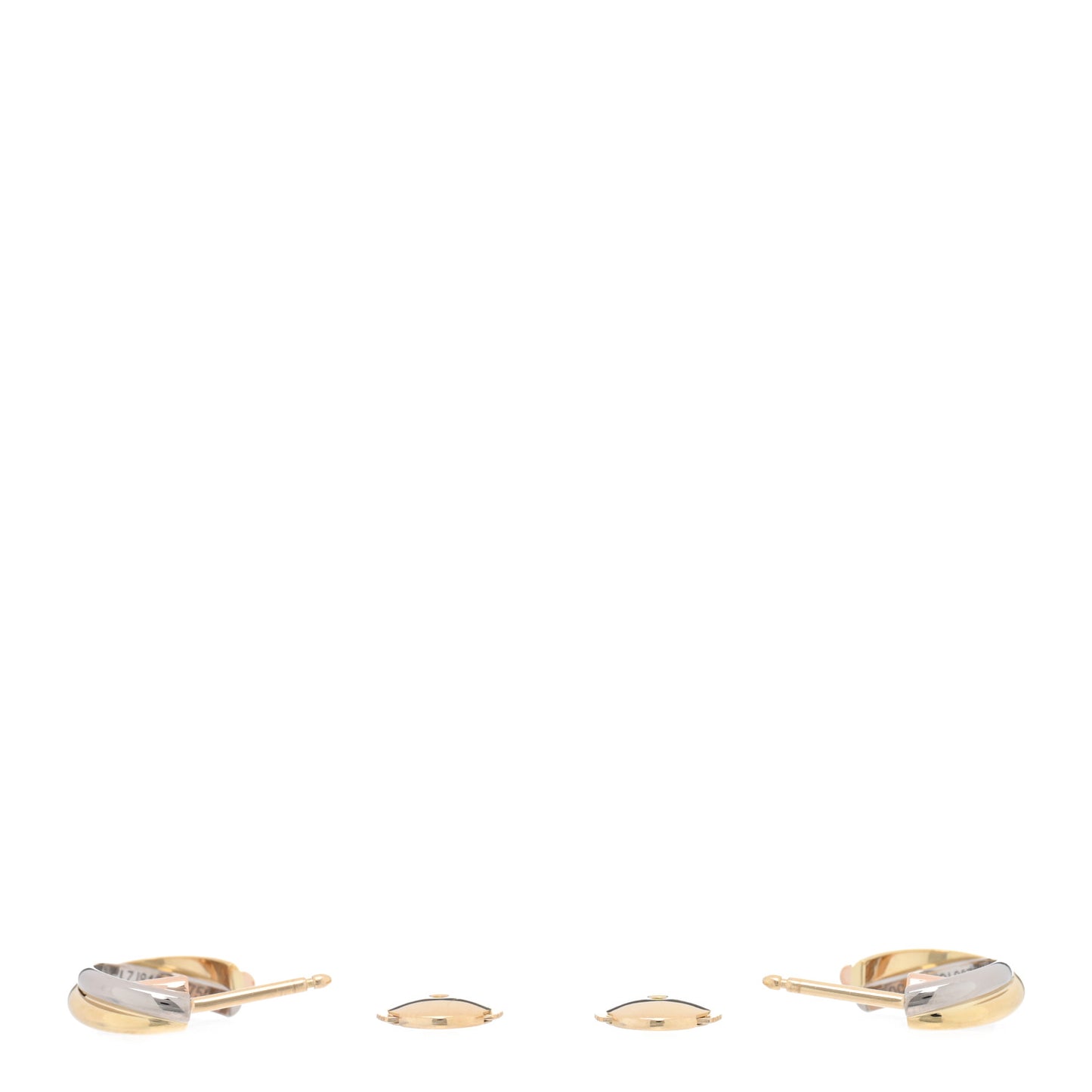18K Pink Yellow White Gold Small Trinity Hoop Earrings