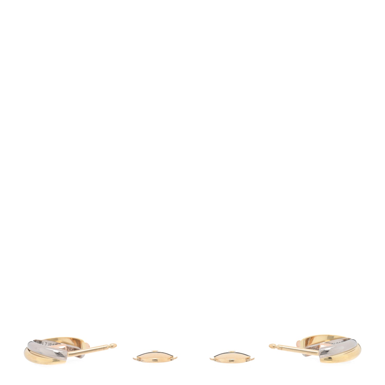 Cartier 18K Pink Yellow White Gold Small Trinity Hoop Earrings 3 of 5