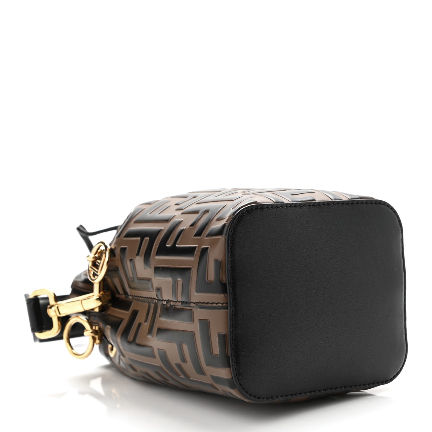 Vitello Liberty F is Fendi Bi-Color FF 1974 Embossed Mini Mon Tresor Bucket Bag Maya Black