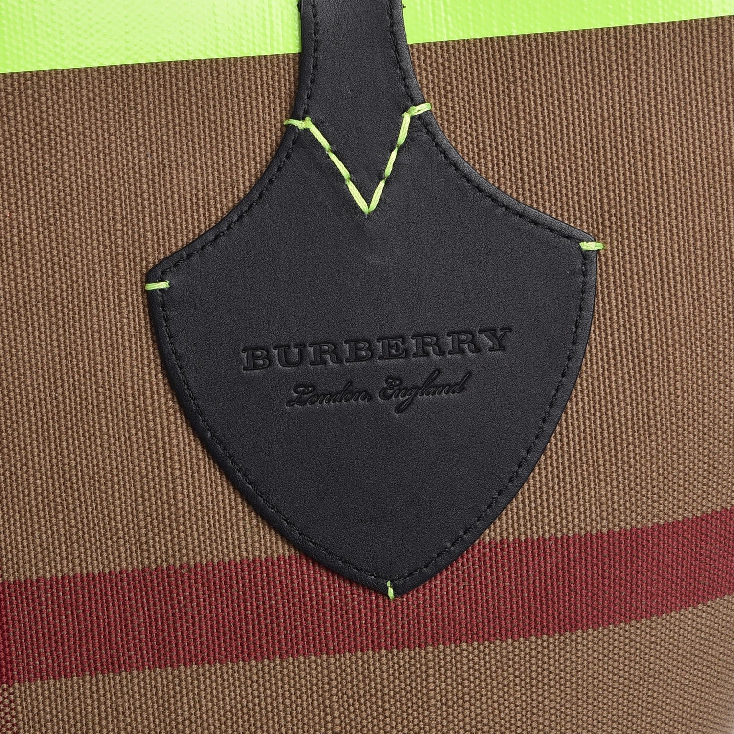 Burberry Canvas Mega Check The Giant Reversible Tote Black Neon Yellow 9 of 10