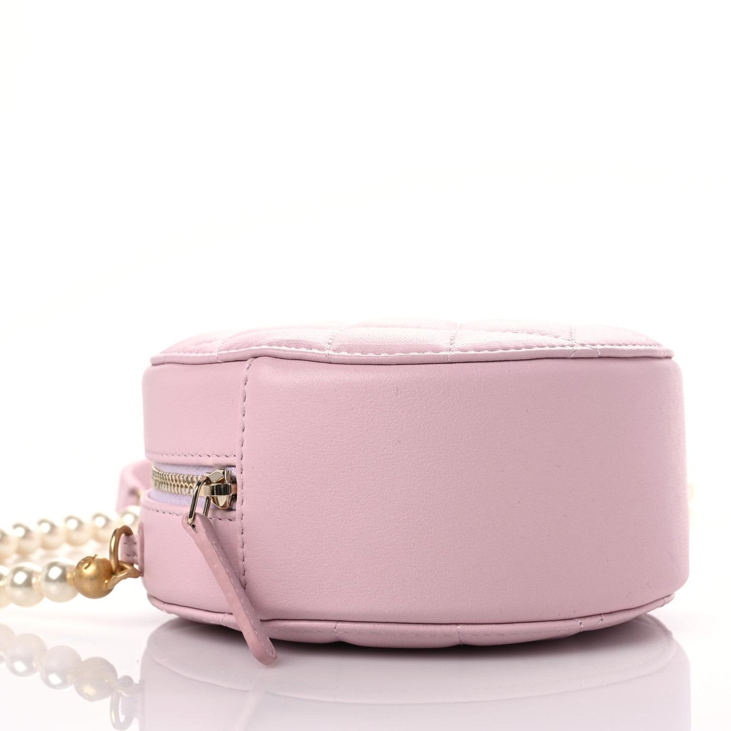 Chanel Calfskin Quilted Pearl Round Clutch With Chain Light Pink 4 of 10