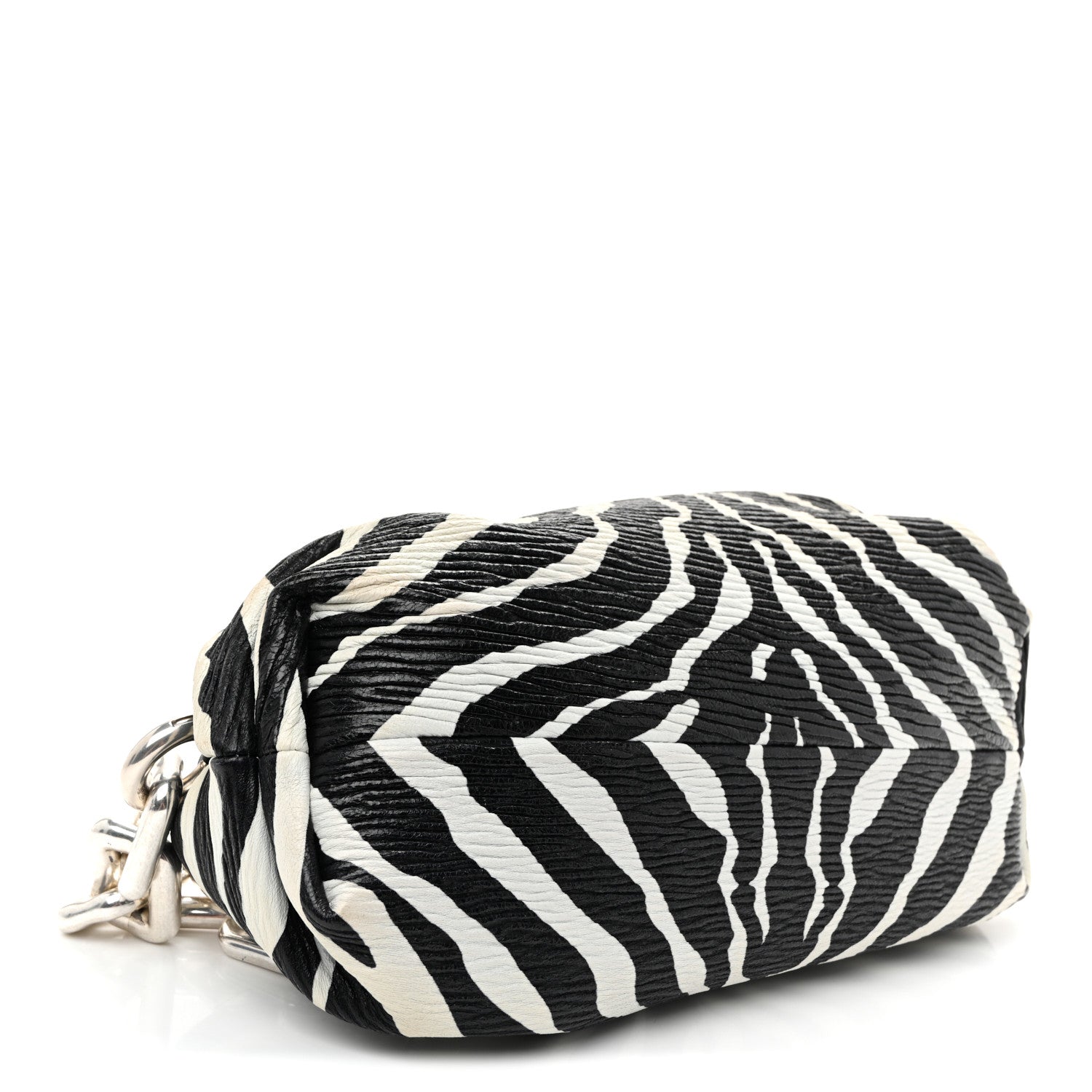 Bottega Veneta Nappa Zebra Print The Pouch Chain White Black 4 of 10