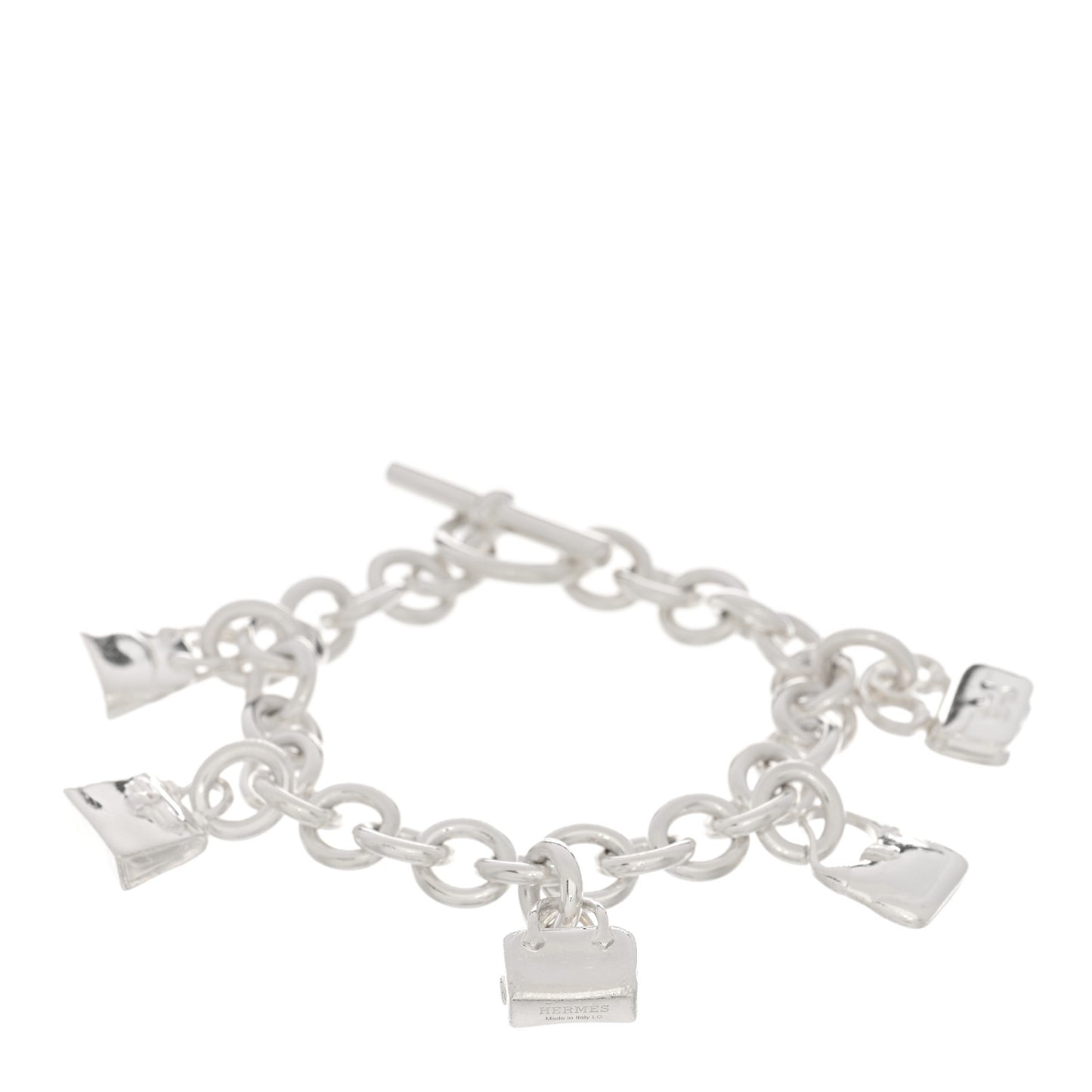 Sterling Silver Five Bags Amulette Charm Bracelet LG