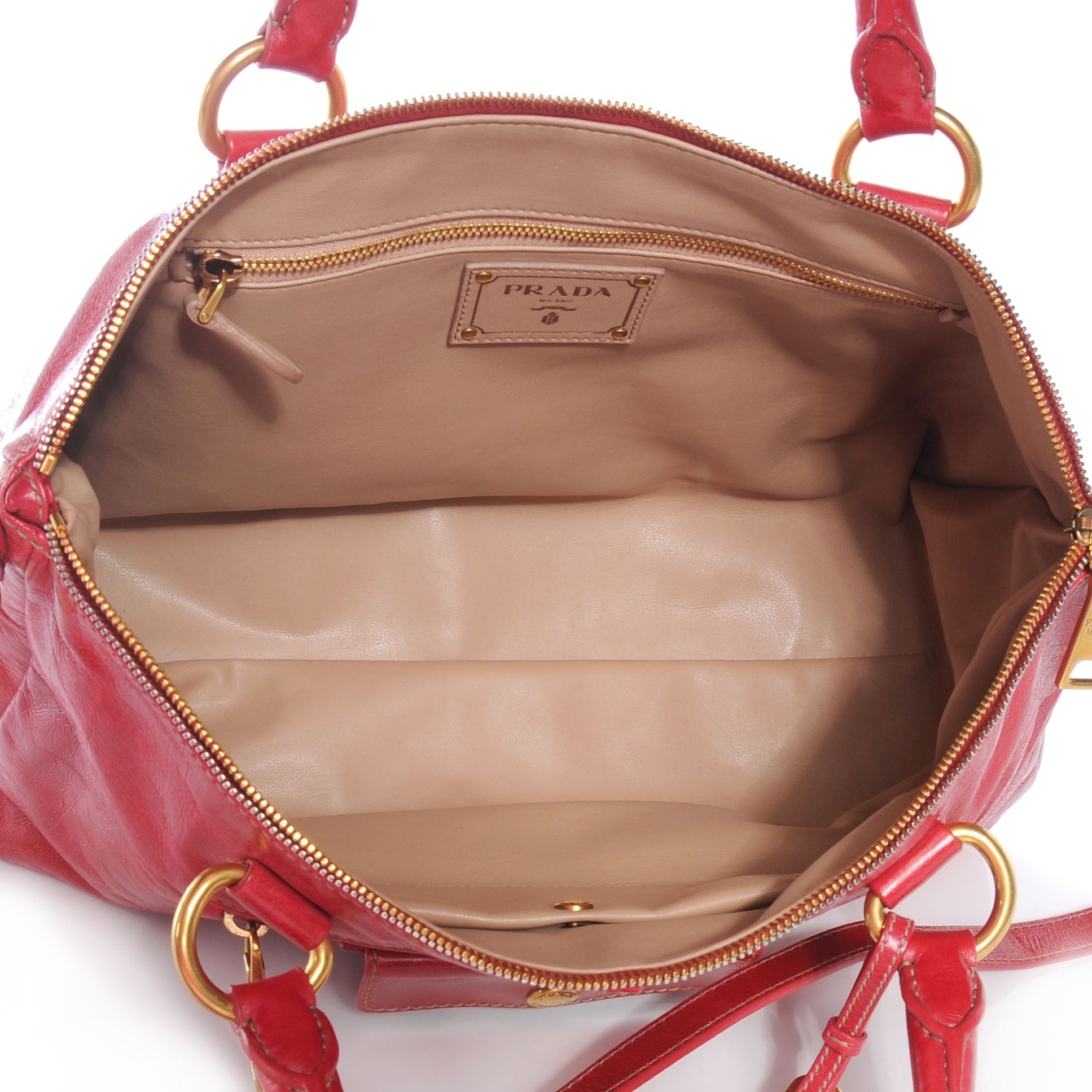 Prada Vitello Shine Shopping Satchel Rosso 5 of 7