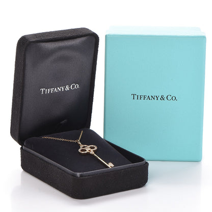 Tiffany 18K Yellow Gold Diamond Crown Key Pendant Necklace 9 of 9