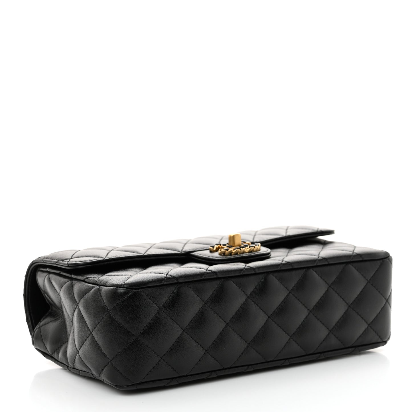 Lambskin Quilted Small Strass On Top Flap Bag Black
