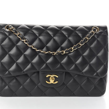 Chanel Lambskin Quilted Jumbo Double Flap Black 9 of 9