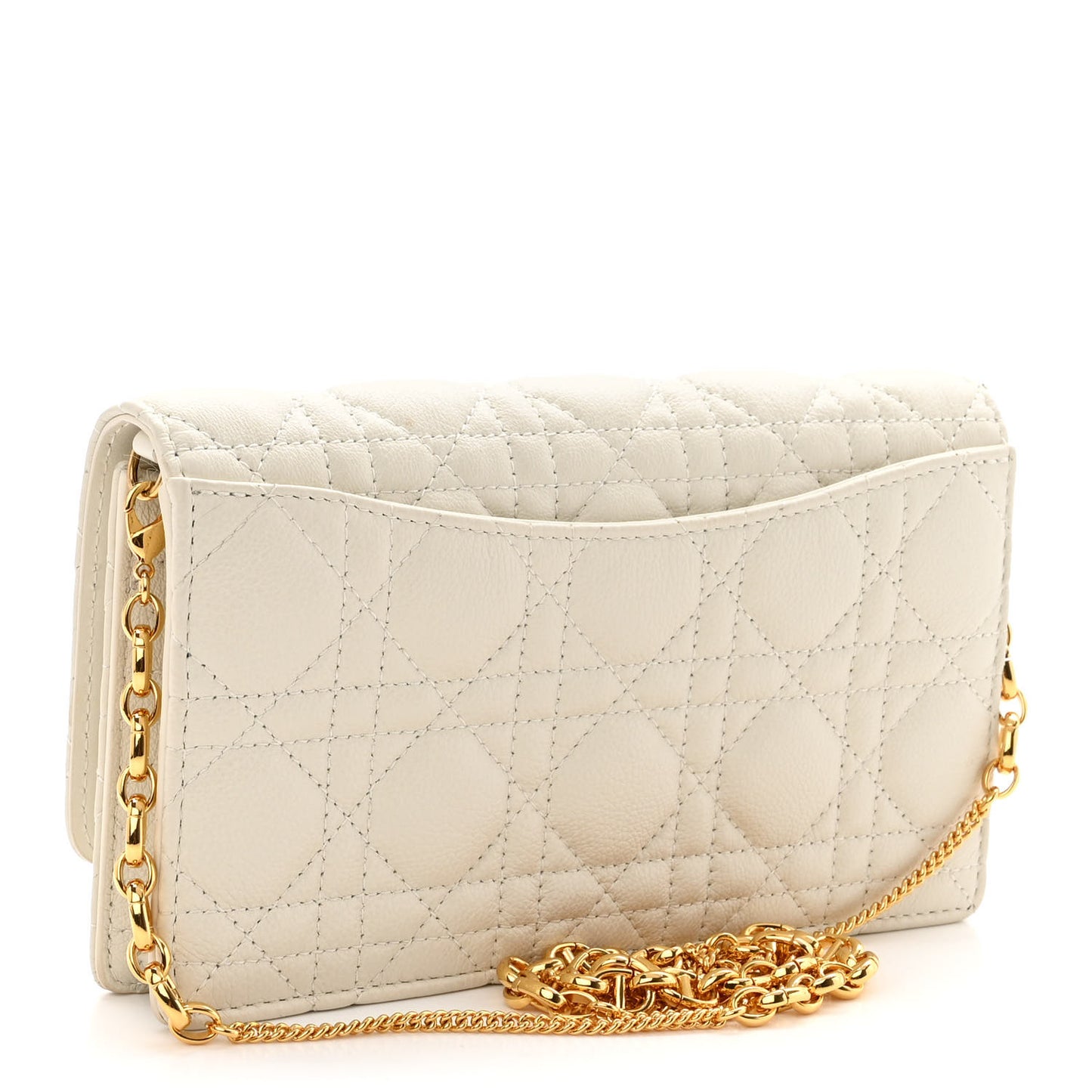 Supple Calfskin Caro Pouch with Chain Latte