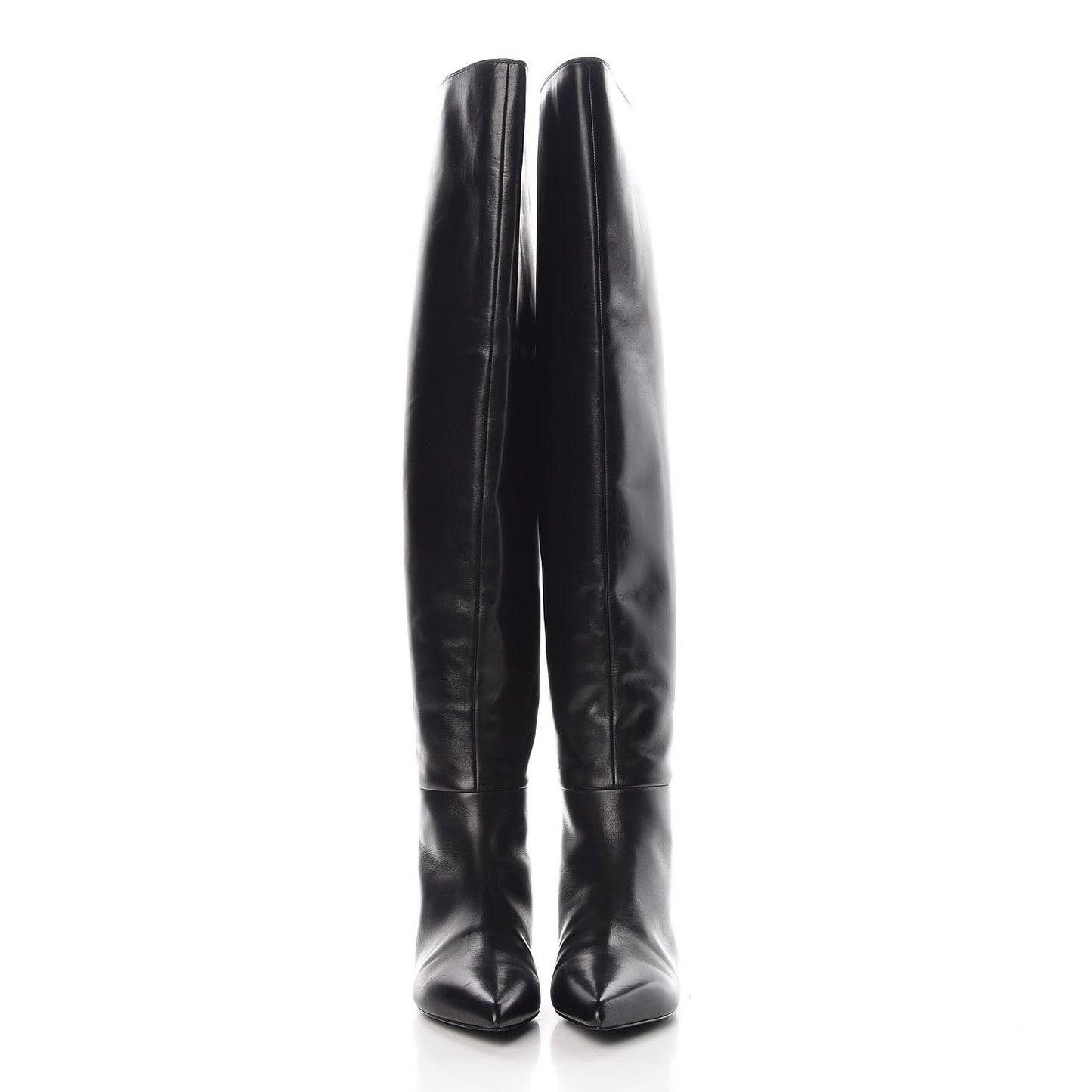 Calfskin Thigh Flat Boots 37.5 Black