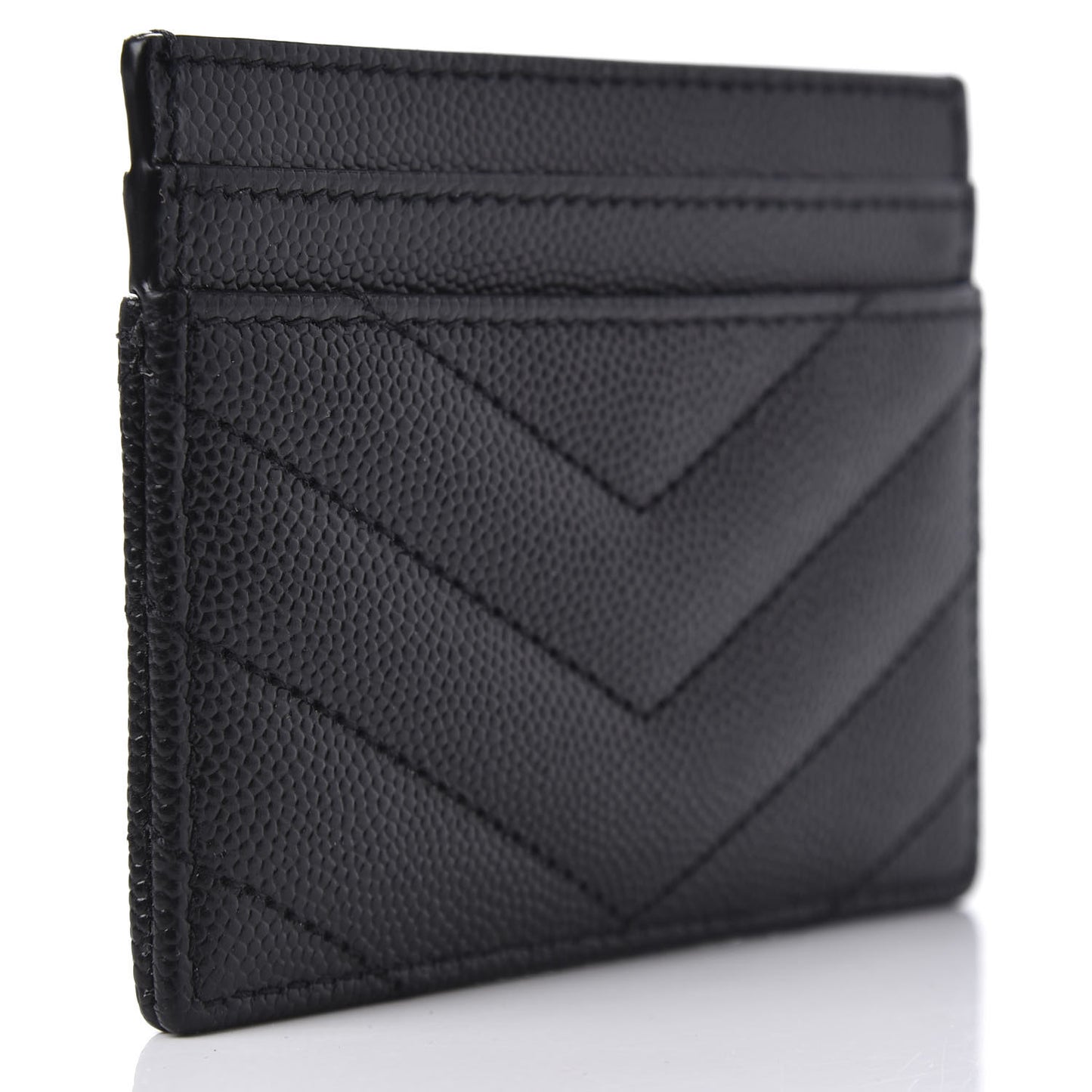 Grain De Poudre Matelasse Chevron Monogram Credit Card Case Black