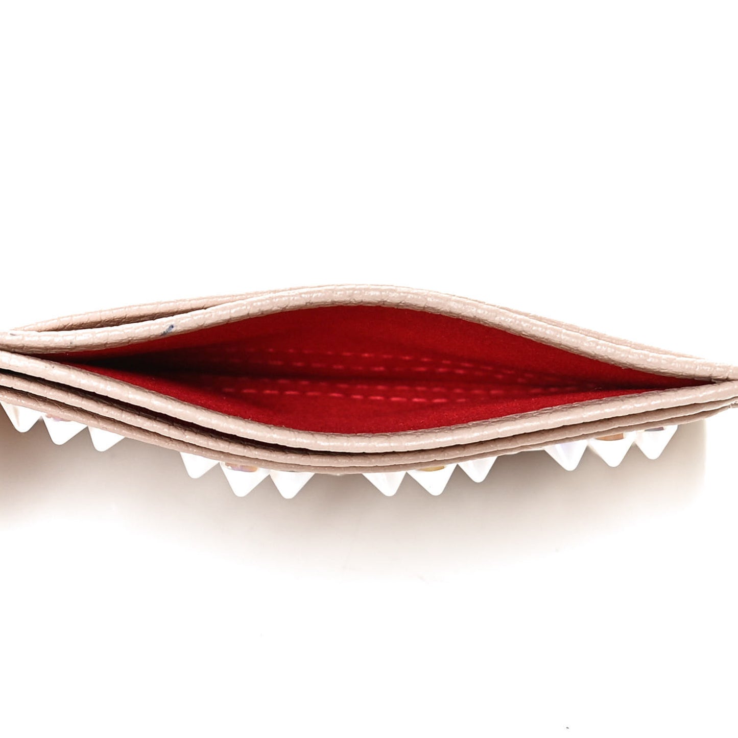 Calfskin Kios Studded Card Holder Dune