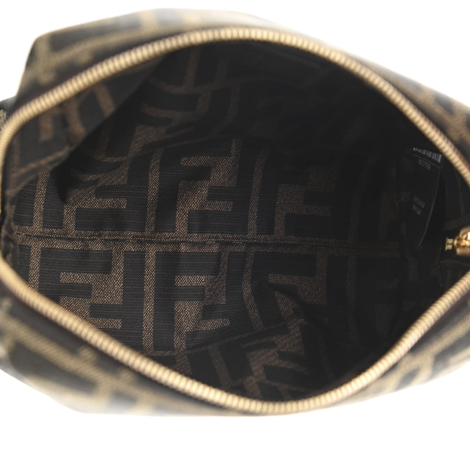 Fendi Fabric Jacquard FF 1974 Small Trapezoid Beauty Pouch Tobacco Moro Black 5 of 8